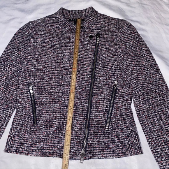 Theory - Kinde - Tweed Asymmetrical Front-Zip Moto Jacket - Size 2 - Picture 7 of 12